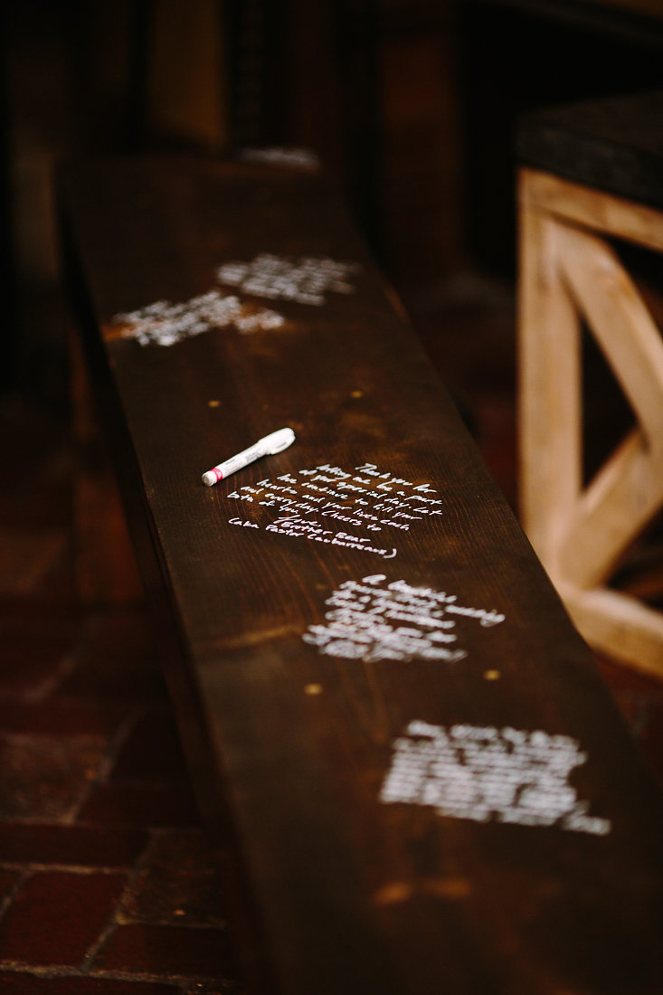 Custom bench used for a guest book.  